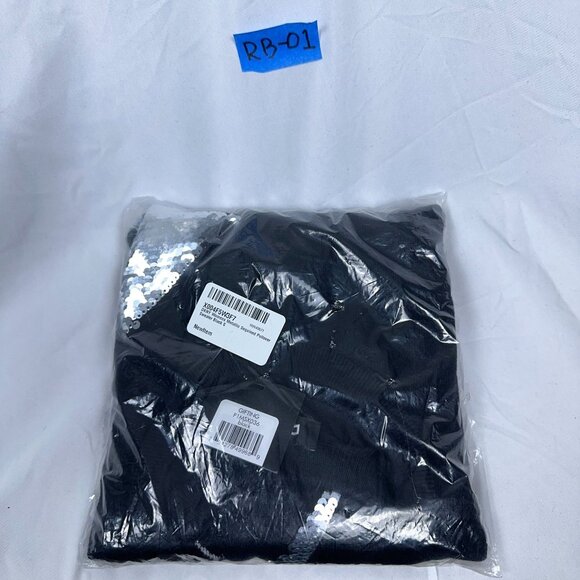 DKNY Womens Pullover Sweater Metallic Sequin Round Neck Black Size Small - Picture 2 of 2